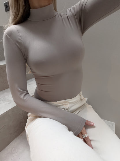 Turtleneck Bodysuit - Stone